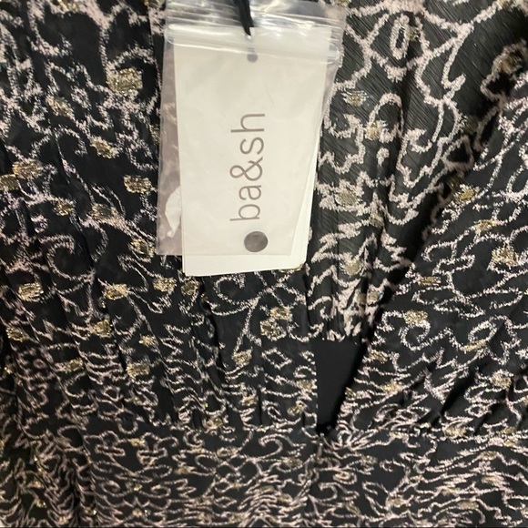 Ba&sh | Acia Metallic Embroidery Open Back Long Sleeve Dress Size 0 NEW - Picture 9 of 16